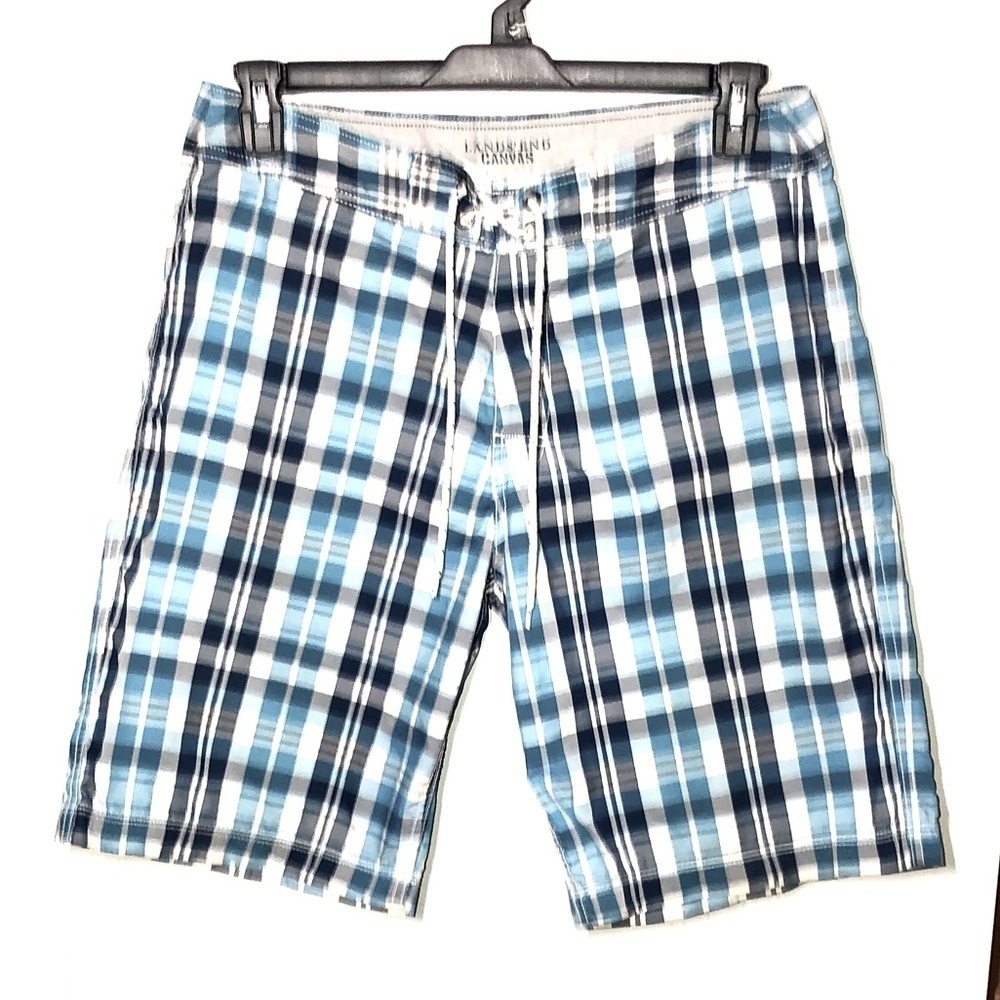 Lands-end blue and white plaid shorts